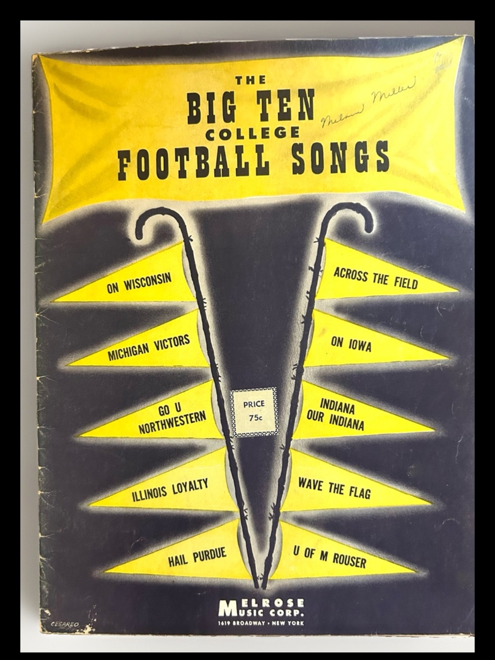 1945 Sheet Folio The Big Ten Football Songs